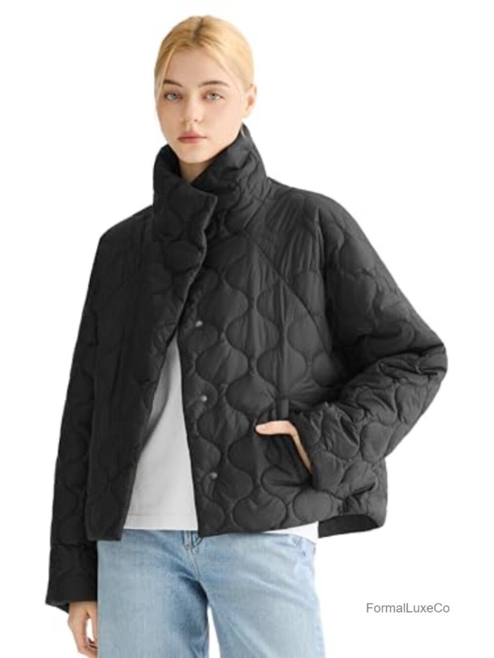 Oversized Quilted Cropped Lightweight Puffer Jacket